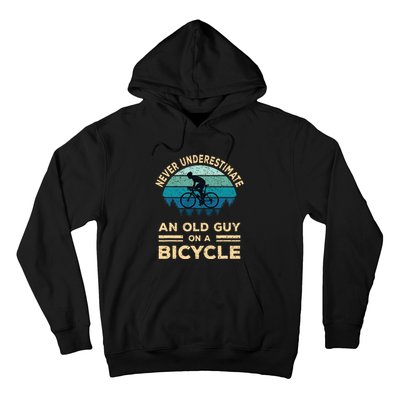 Never Underestimate An Old Guy On A Bicycle Funny Cycling Hoodie