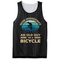 Never Underestimate An Old Guy On A Bicycle Funny Cycling Mesh Reversible Basketball Jersey Tank