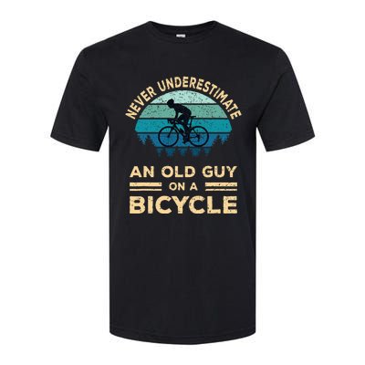 Never Underestimate An Old Guy On A Bicycle Funny Cycling Softstyle CVC T-Shirt