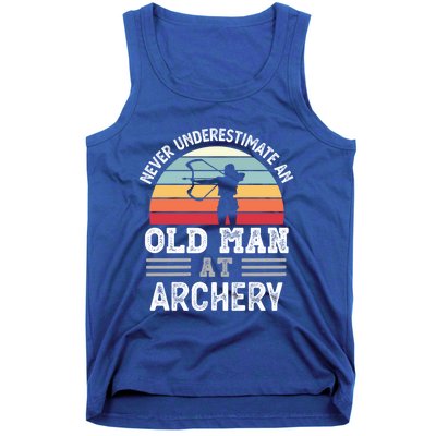 Never Underestimate An Old At Archery Fathers Day Great Gift Tank Top