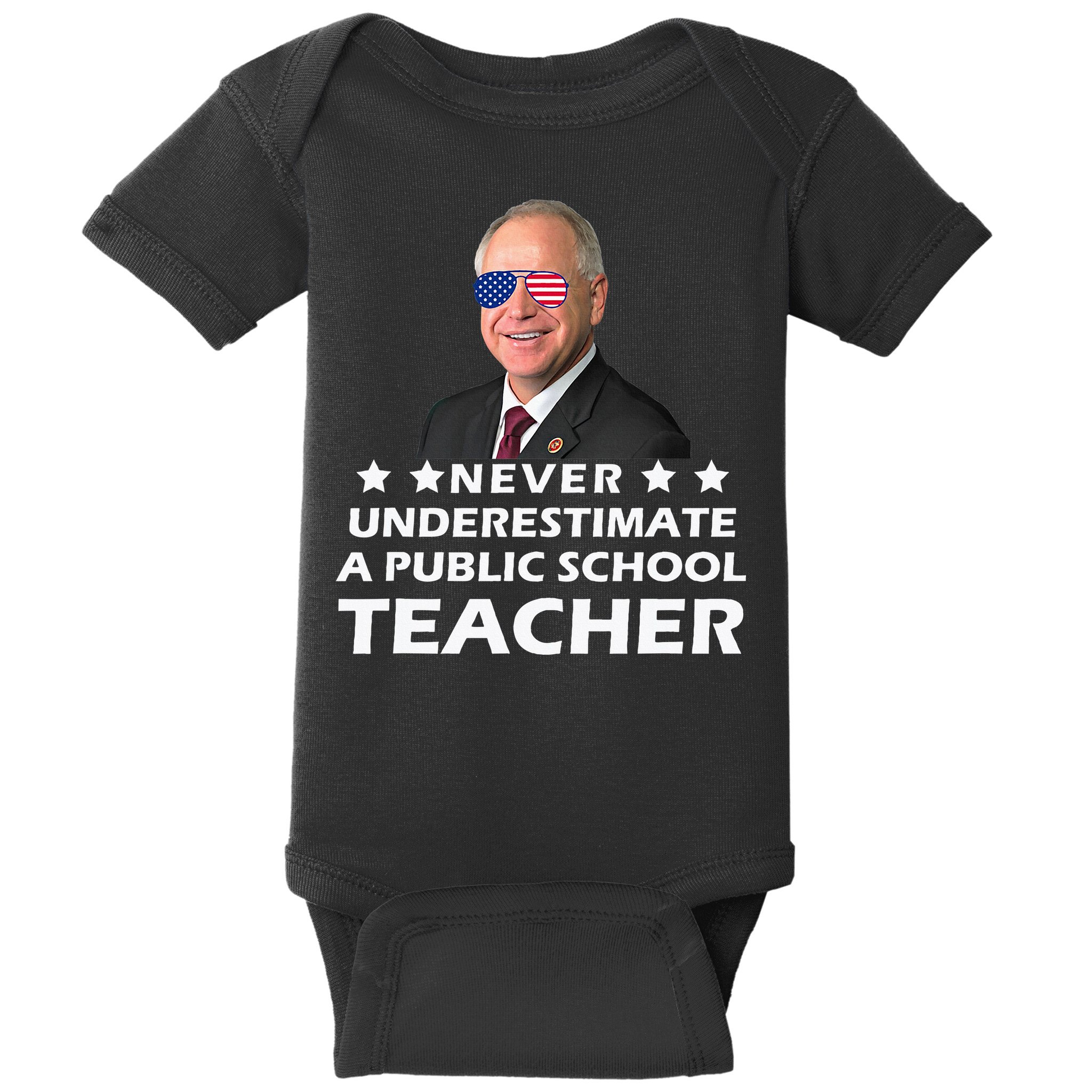 Never Underestimate A Public School Teacher Tim Walz 2024 Baby Bodysuit