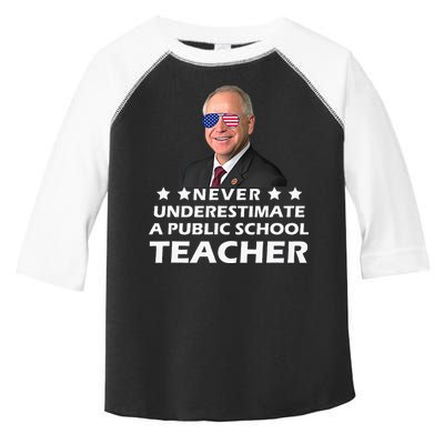 Never Underestimate A Public School Teacher Tim Walz 2024 Toddler Fine Jersey T-Shirt