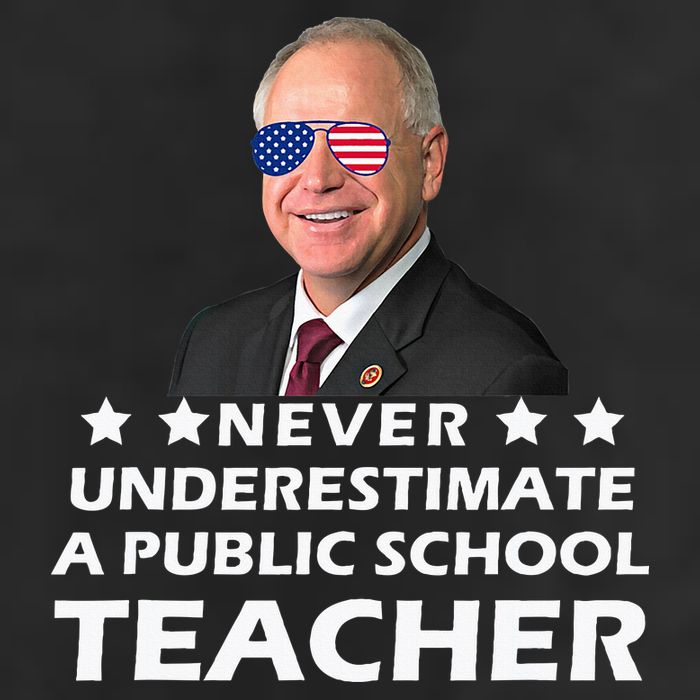 Never Underestimate A Public School Teacher Tim Walz 2024 Golf Towel