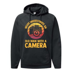 Never Underestimate An Old Man With A Camera Photography Performance Fleece Hoodie