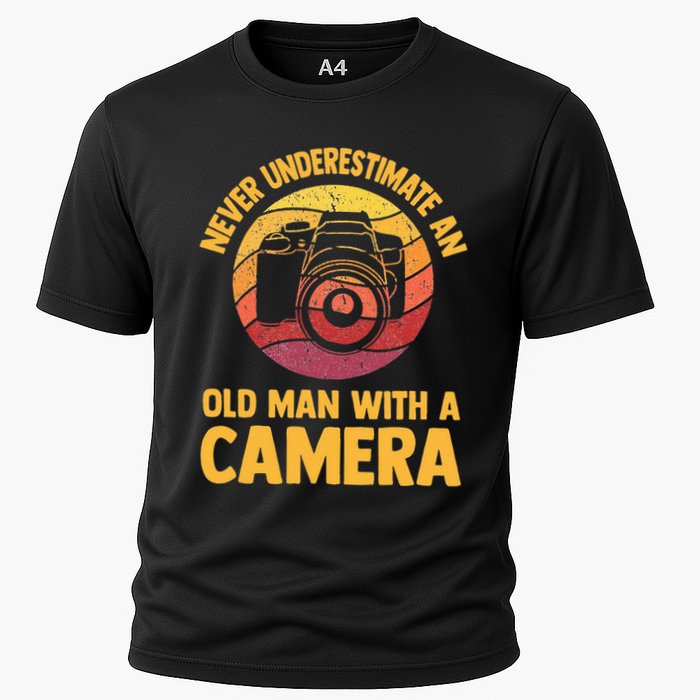 Never Underestimate An Old Man With A Camera Photography Performance Shirt
