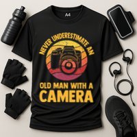 Never Underestimate An Old Man With A Camera Photography Performance Shirt