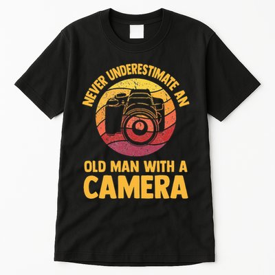 Never Underestimate An Old Man With A Camera Photography Tall T-Shirt