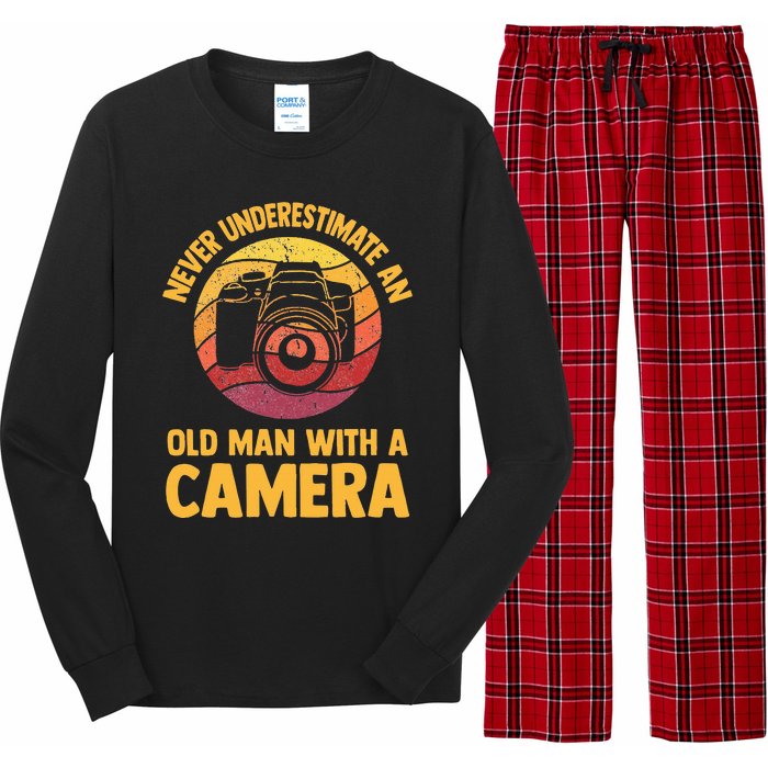 Never Underestimate An Old Man With A Camera Photography Long Sleeve Pajama Set