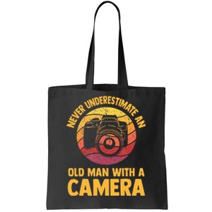 Never Underestimate An Old Man With A Camera Photography Tote Bag