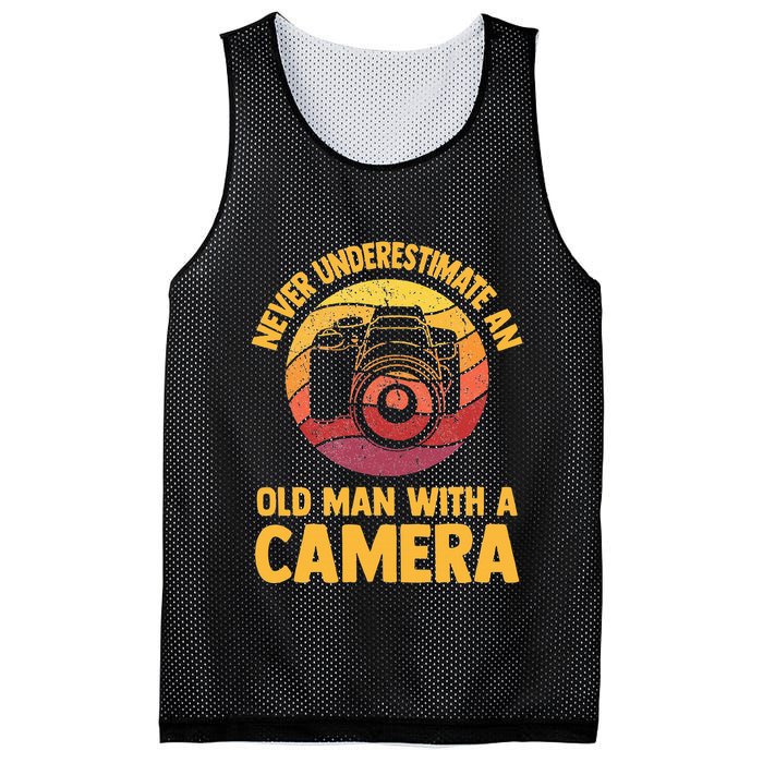 Never Underestimate An Old Man With A Camera Photography Mesh Reversible Basketball Jersey Tank