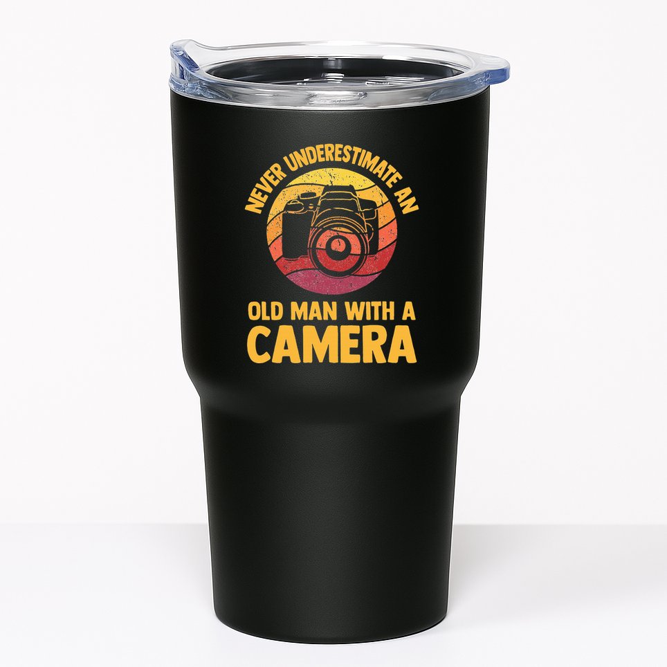 Never Underestimate An Old Man With A Camera Photography Tumbler