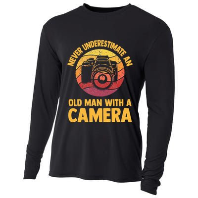 Never Underestimate An Old Man With A Camera Photography Cooling Performance Long Sleeve Crew