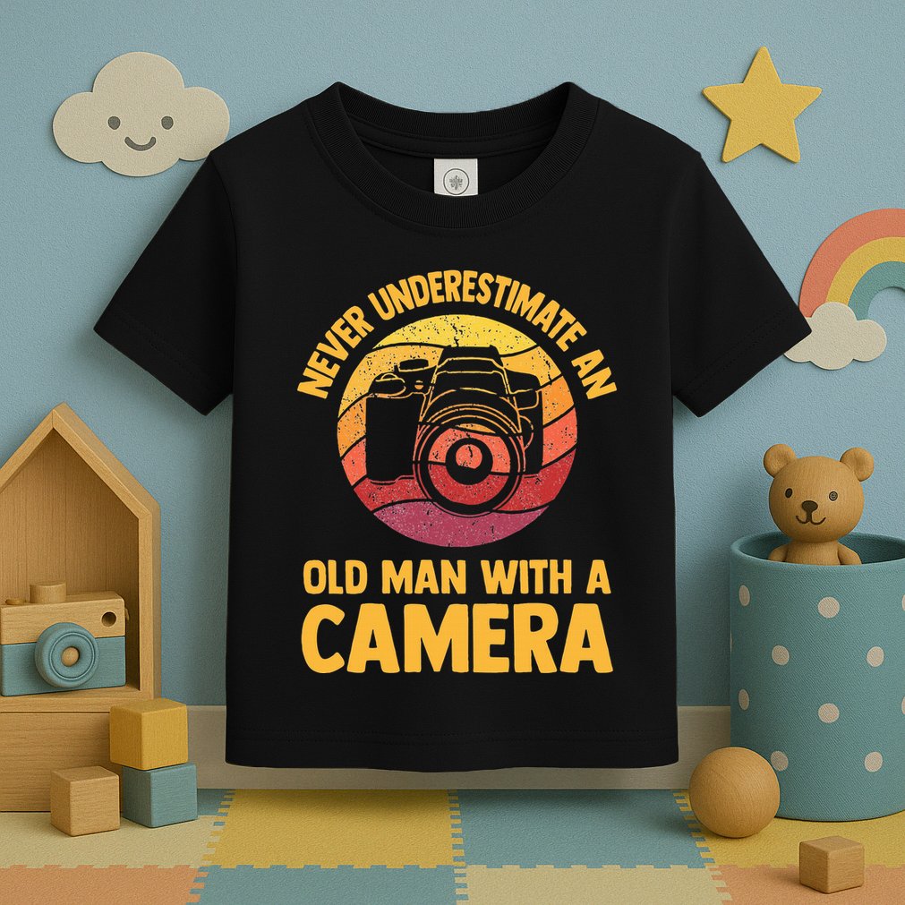 Never Underestimate An Old Man With A Camera Photography Toddler T-Shirt