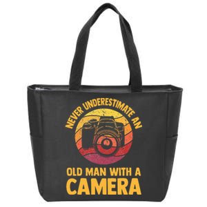 Never Underestimate An Old Man With A Camera Photography Zip Tote Bag