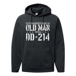 Never Underestimate An Old Man With A Dd214 Alumni Performance Fleece Hoodie