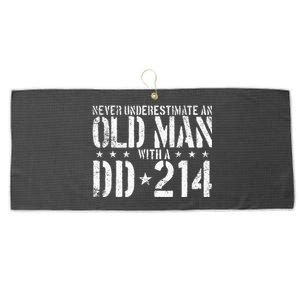 Never Underestimate An Old Man With A Dd214 Alumni Large Microfiber Waffle Golf Towel