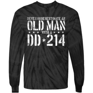 Never Underestimate An Old Man With A Dd214 Alumni Tie-Dye Long Sleeve Shirt