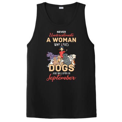 Never Underestimate A Woman Who Loves Dogs Born In September PosiCharge Competitor Tank