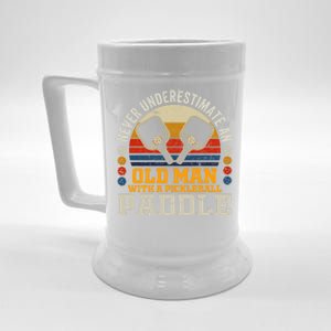 Never Underestimate An Old With A Pickleball Paddle Meaningful Gift Beer Stein