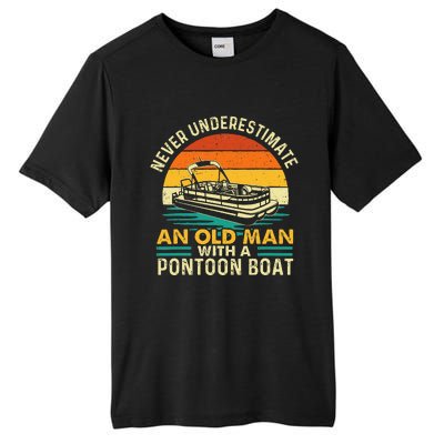 Never Underestimate An Old Man With Pontoon Boat Boating Tall Fusion ChromaSoft Performance T-Shirt