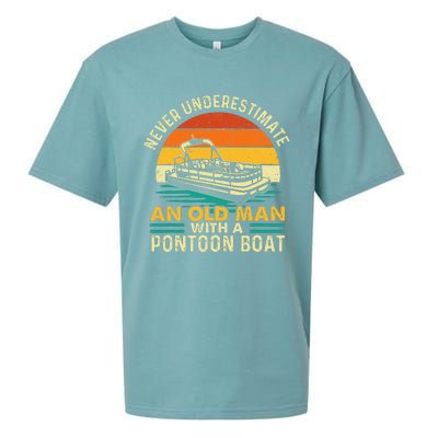 Never Underestimate An Old Man With Pontoon Boat Boating Sueded Cloud Jersey T-Shirt