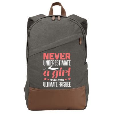 Never Underestimate A Girl Who Loves Ultimate Frisbee Cotton Canvas Backpack