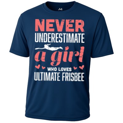Never Underestimate A Girl Who Loves Ultimate Frisbee Performance Shirt