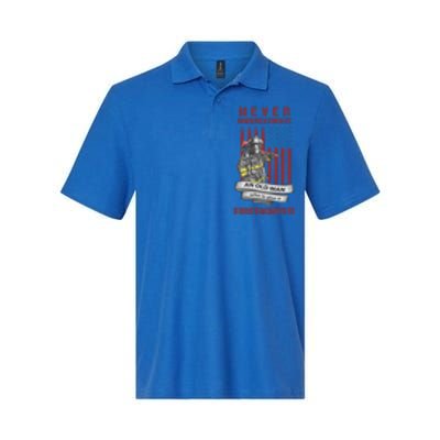 Never Underestimate An Old Who Is Also A Firefighter Gift Softstyle Adult Sport Polo