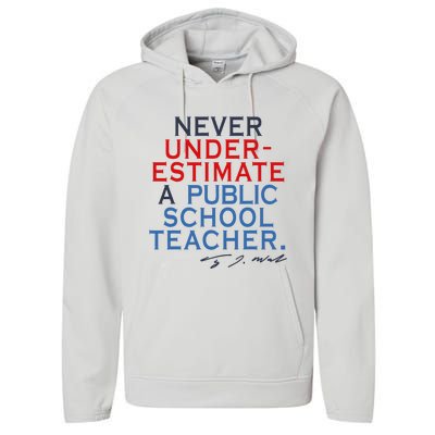 Never Underestimate A Public School Teacher Coach Quote Performance Fleece Hoodie