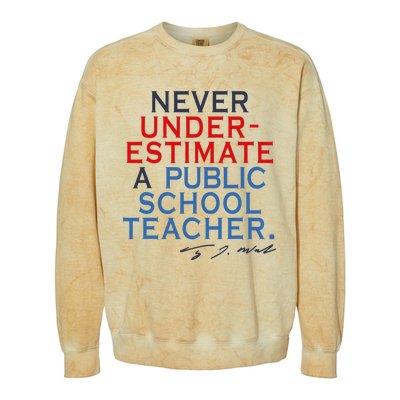 Never Underestimate A Public School Teacher Coach Quote Colorblast Crewneck Sweatshirt