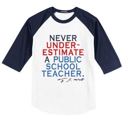 Never Underestimate A Public School Teacher Coach Quote Baseball Sleeve Shirt