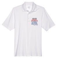 Never Underestimate A Public School Teacher Coach Quote Men's Origin Performance Pique Polo