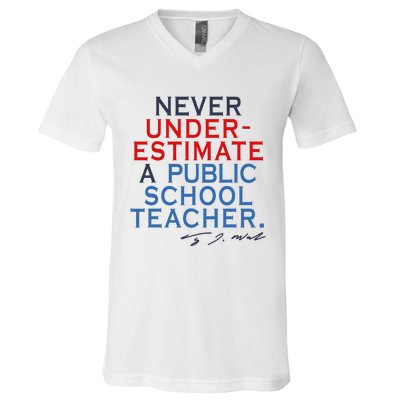 Never Underestimate A Public School Teacher Coach Quote V-Neck T-Shirt