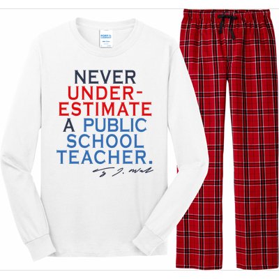 Never Underestimate A Public School Teacher Coach Quote Long Sleeve Pajama Set