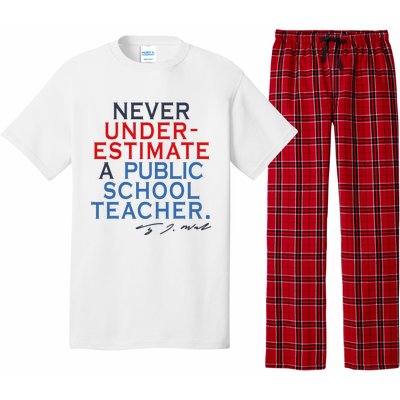 Never Underestimate A Public School Teacher Coach Quote Pajama Set