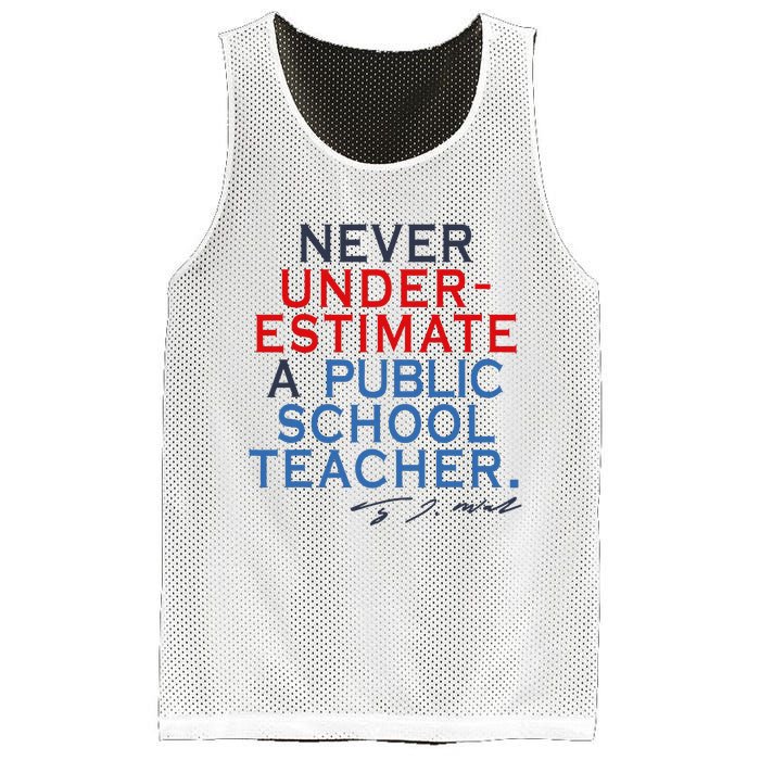 Never Underestimate A Public School Teacher Coach Quote Mesh Reversible Basketball Jersey Tank