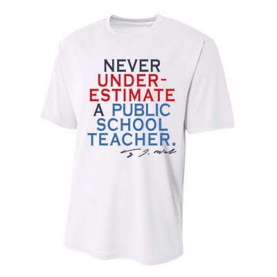 Never Underestimate A Public School Teacher Coach Quote Performance Sprint T-Shirt