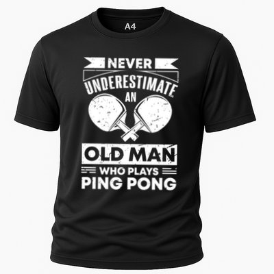 Never Underestimate An Old Funny Ping Pong Dad Joke Gift Performance Shirt