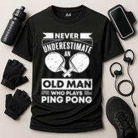 Never Underestimate An Old Funny Ping Pong Dad Joke Gift Cooling Performance Crew T-Shirt
