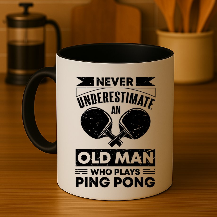 Never Underestimate An Old Funny Ping Pong Dad Joke Gift Mug