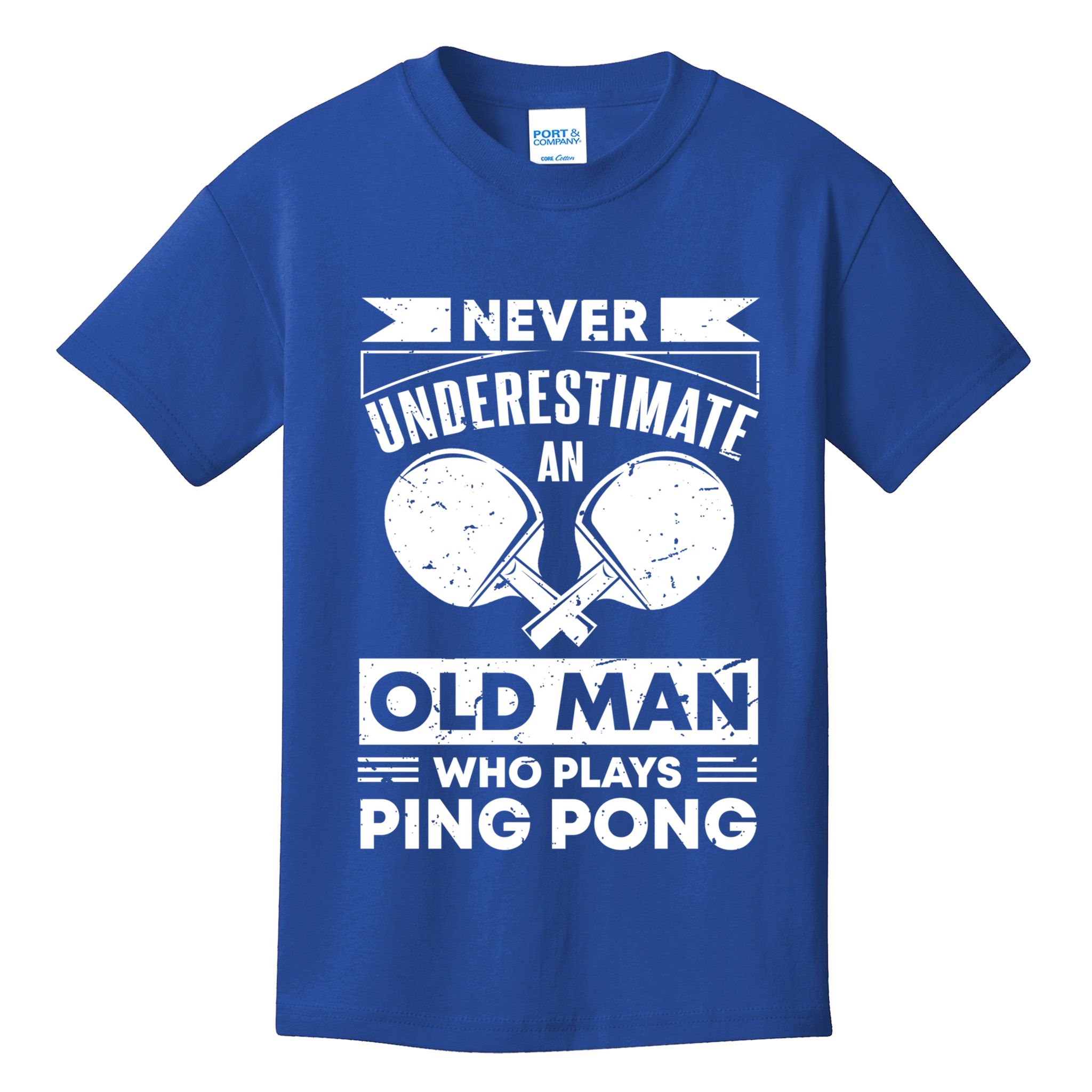 Never Underestimate An Old Funny Ping Pong Dad Joke Gift Kids T-Shirt
