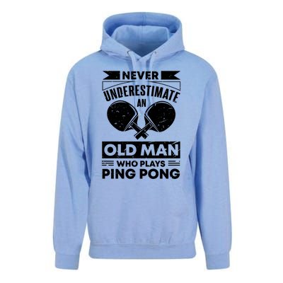 Never Underestimate An Old Funny Ping Pong Dad Joke Gift Unisex Surf Hoodie