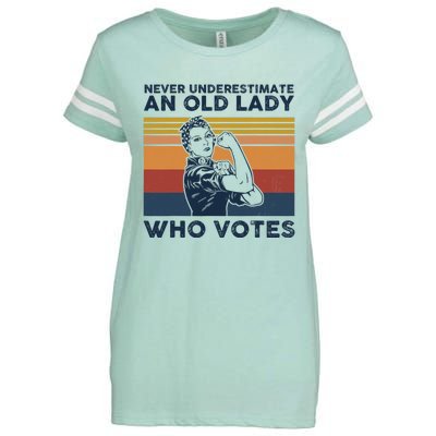 Never Underestimate An Old Lady Who Votes Feminist Enza Ladies Jersey Football T-Shirt