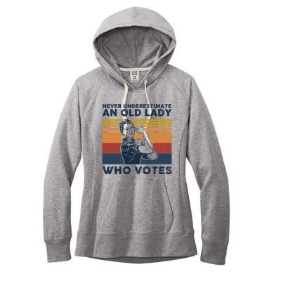 Never Underestimate An Old Lady Who Votes Feminist Women's Fleece Hoodie