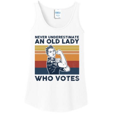 Never Underestimate An Old Lady Who Votes Feminist Ladies Essential Tank