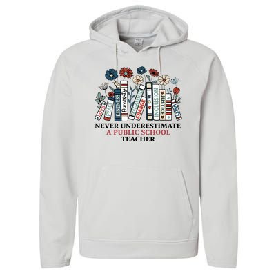 Never Underestimate A Public School Teacher Harris Walz 2024 Performance Fleece Hoodie