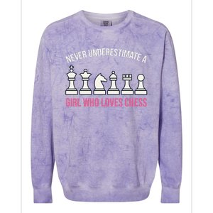 Never Underestimate A Who Loves Chess Colorblast Crewneck Sweatshirt