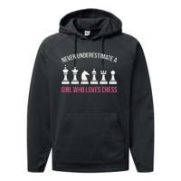 Never Underestimate A Who Loves Chess Performance Fleece Hoodie