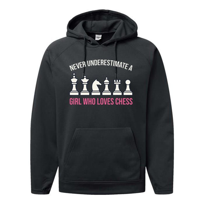 Never Underestimate A Who Loves Chess Performance Fleece Hoodie