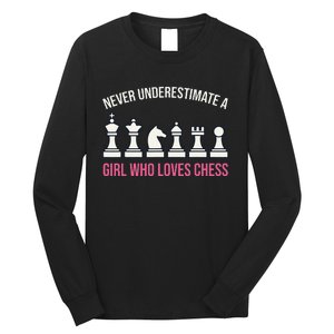 Never Underestimate A Who Loves Chess Long Sleeve Shirt